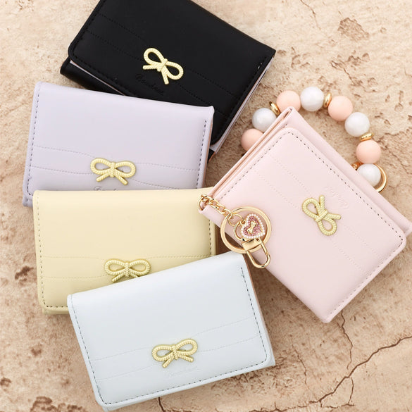 Ladies Wallet Pu Solid Color Heart Style