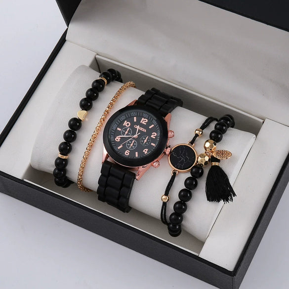 Ladies Watch Alloy Case Imitation Leather Strap Round Dial Leisure Style