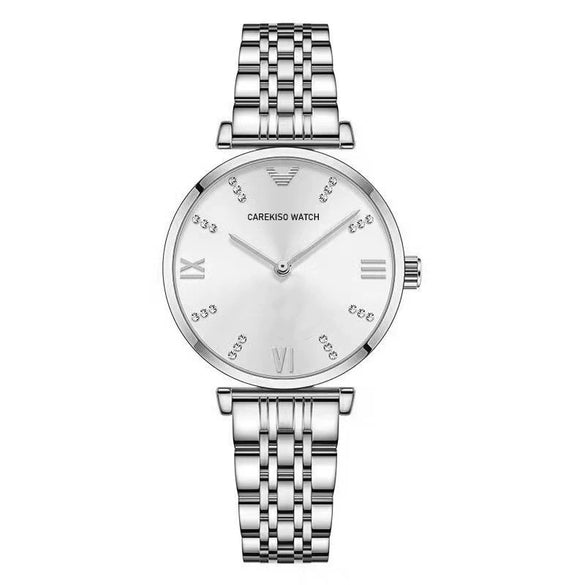 Ladies Watch Alloy Case Stainless Steel Strap Round Dial Leisure Style Waterproof