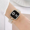 Ladies Watch And Jewelry Set Casual Style Alloy Case Stainless Steel Strap Round Dial Printed Logo