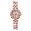 Ladies Watch Bracelet Alloy Stainless Steel Round Rhinestone Flower Baby's Breath Style