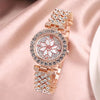 Ladies Watch Bracelet Alloy Stainless Steel Round Rhinestone Flower Baby's Breath Style