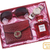 Ladies Watch Sunglasses Wallet Key Chain Set In Pu Material With Modern Simplicity Style