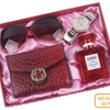 Ladies Watch Sunglasses Wallet Key Chain Set In Pu Material With Modern Simplicity Style
