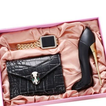 Ladies Watch Sunglasses Wallet Key Chain Set In Pu Material With Modern Simplicity Style