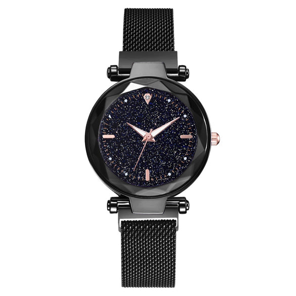 Ladies Watch Titanium Metal Magnet Buckle Glass Case Alloy Strap Round Dial Leisure Style
