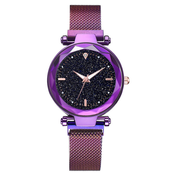 Ladies Watch Titanium Metal Magnet Buckle Glass Case Alloy Strap Round Dial Leisure Style