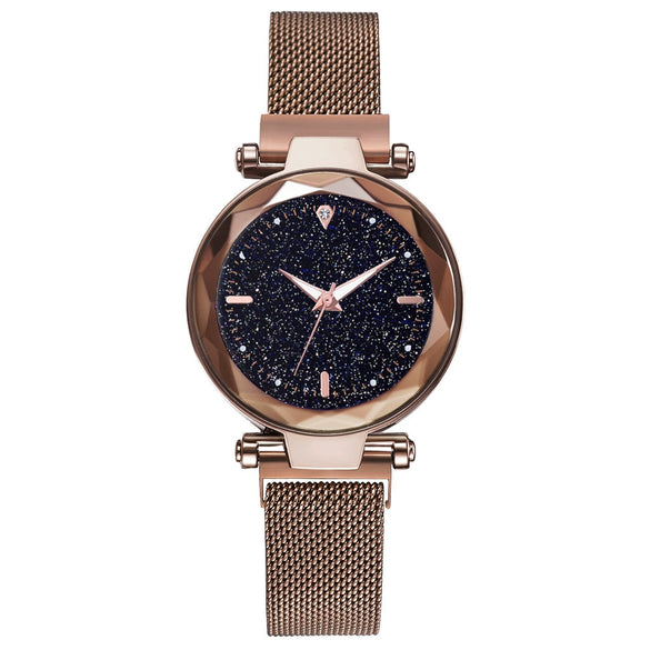 Ladies Watch Titanium Metal Magnet Buckle Glass Case Alloy Strap Round Dial Leisure Style