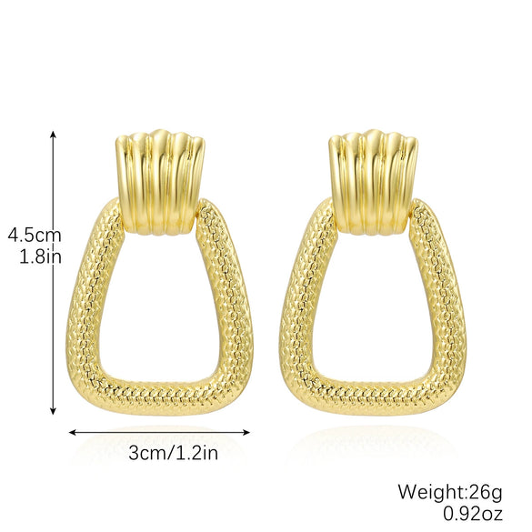 Ladies Zinc Alloy Geometric Style Electroplated Earrings With Flower And Drop Shape Pattern