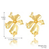 Ladies Zinc Alloy Geometric Style Electroplated Earrings With Flower And Drop Shape Pattern