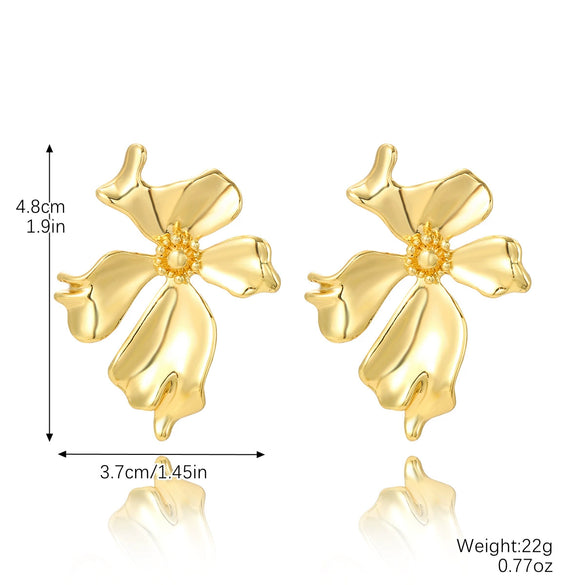 Ladies Zinc Alloy Geometric Style Electroplated Earrings With Flower And Drop Shape Pattern