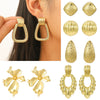 Ladies Zinc Alloy Geometric Style Electroplated Earrings With Flower And Drop Shape Pattern