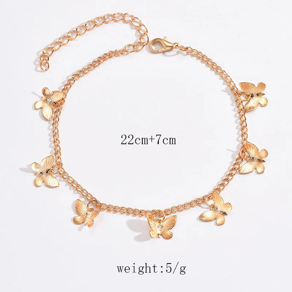 Lady Beach Butterfly Alloy Women'S Anklet