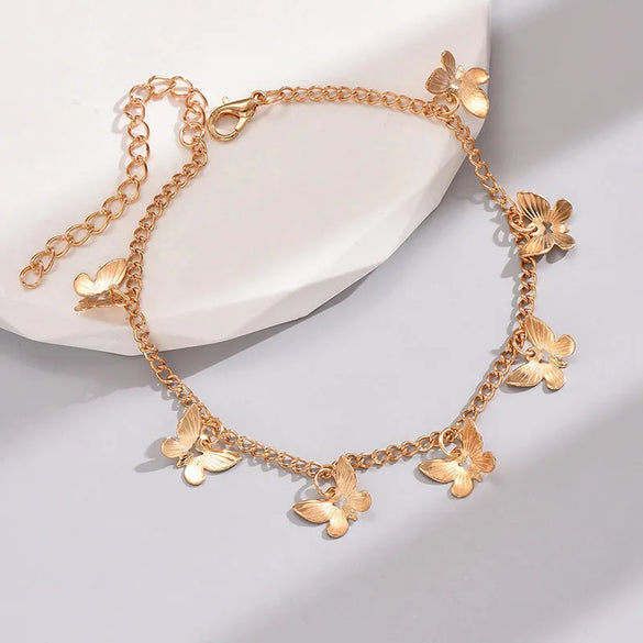 Lady Beach Butterfly Alloy Women'S Anklet
