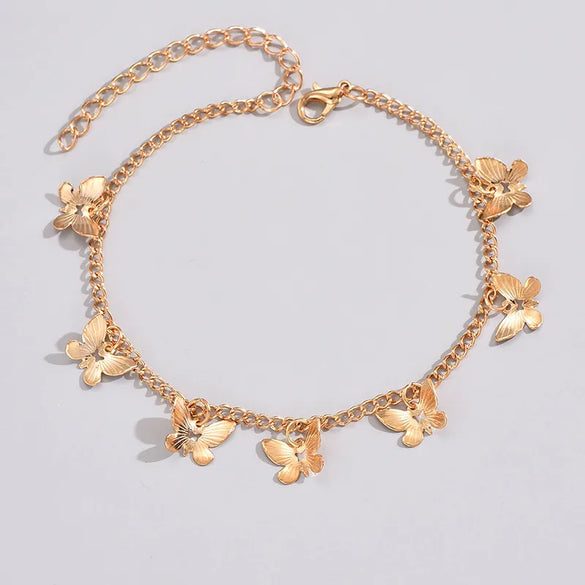Lady Beach Butterfly Alloy Women'S Anklet