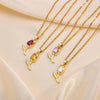 Lady Flower Stainless Steel Plating Inlay Zircon Gold Plated Pendant Necklace