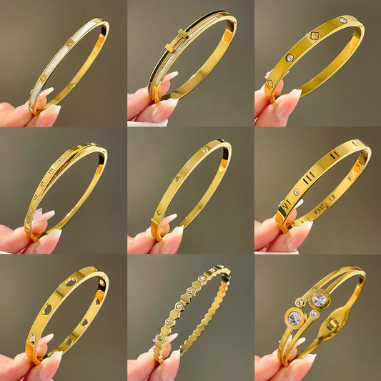 Lady Four Leaf Clover Stainless Steel Bangle In Bulk