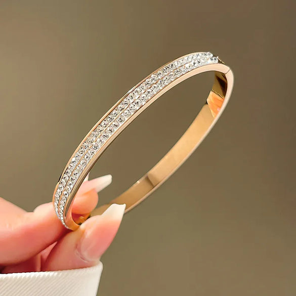 Lady Four Leaf Clover Titanium Steel Bangle In Bulk