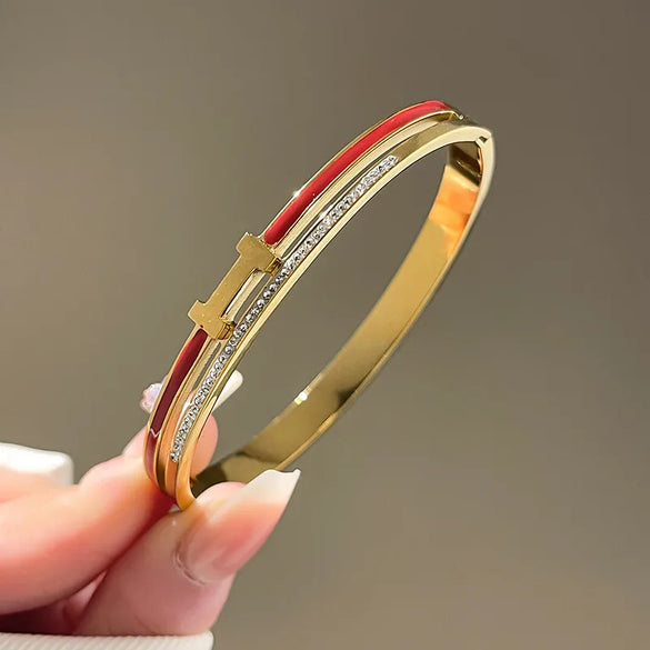 Lady Four Leaf Clover Titanium Steel Bangle In Bulk