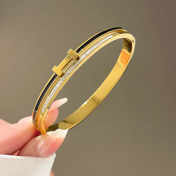 Lady Four Leaf Clover Titanium Steel Bangle In Bulk