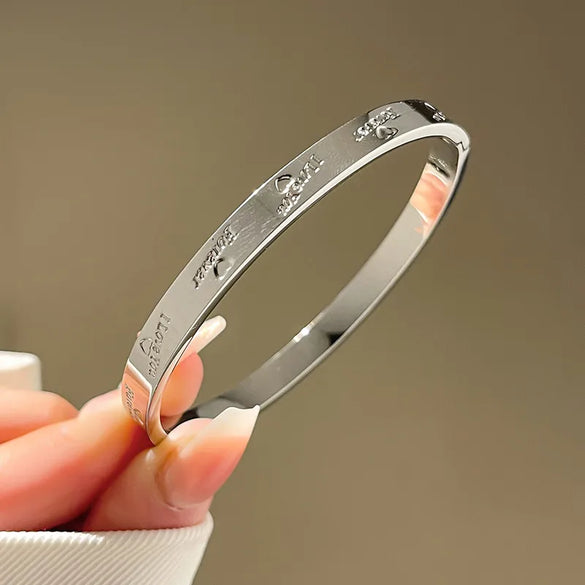 Lady Four Leaf Clover Titanium Steel Bangle In Bulk