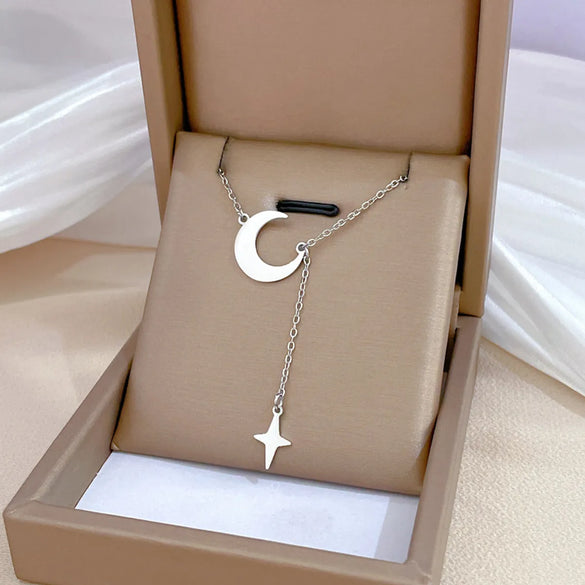 Titanium Steel Lady Plating Geometric Pendant Necklace