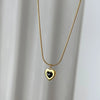 Lady Heart Shape Titanium Steel Plating Ear Studs Necklace
