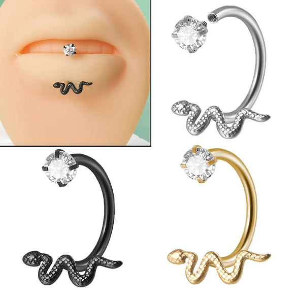1 Piece Lip Rings Lady Insect 304 Stainless Steel Plating Inlay Zircon 18K Gold Plated