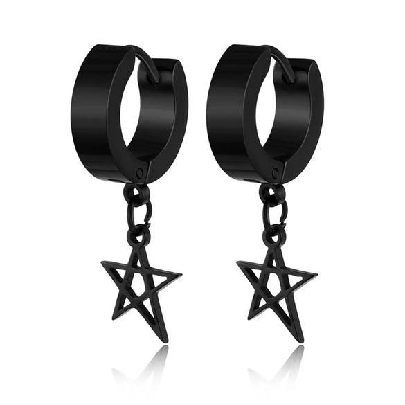 1 Piece Lady Pentagram Titanium Steel Plating Hollow Out Drop Earrings