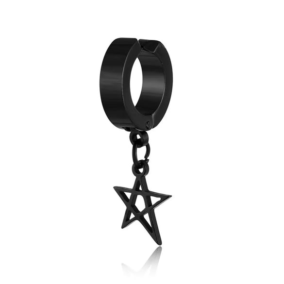 1 Piece Lady Pentagram Titanium Steel Plating Hollow Out Drop Earrings