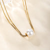 Wholesale Jewelry Lady Romantic Round 304 Stainless Steel Titanium Steel Artificial Pearls Plating Pendant Necklace