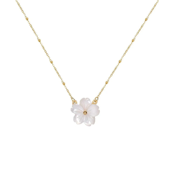 Lady Sweet Flower Stainless Steel Plating 18k Gold Plated Pendant Necklace