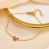 Lady Sweet Korean Style Flower Butterfly 201 Stainless Steel 18K Gold Plated Bracelets In Bulk