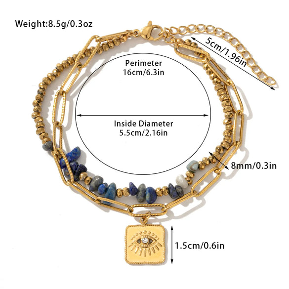 Lady U Shape Devil'S Eye Titanium Steel Natural Stone Bracelets In Bulk