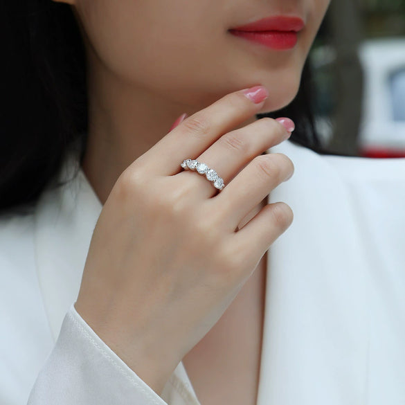 Ladylike Elegant Inlaid Ring S925 Silver Moissanite Geometric Style