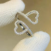 Ladylike Heartshaped Open Ring Microinlaid Zircon Fashion Ring For Women Copper