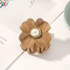 Large Acrylic Floral Pearl Hair Claw Clip For Women Handmade Pastoral Style Hairpin With Elegant Flower Design