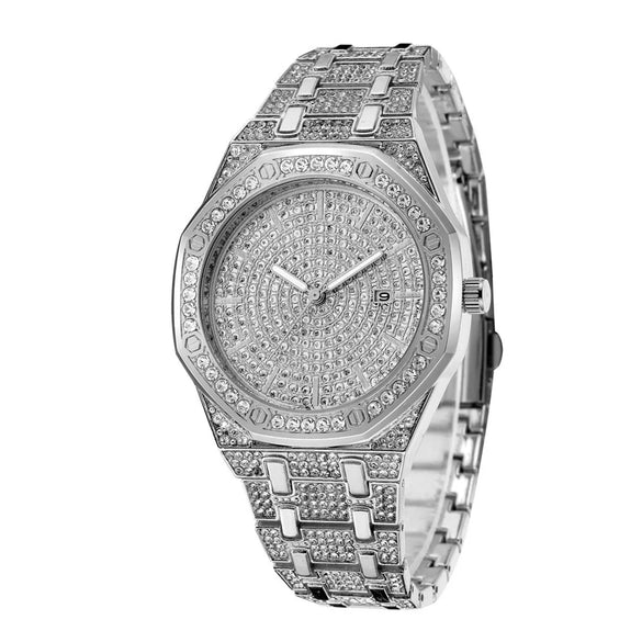 Large Dial Full Of Stars  Diamond-Set Calendar Steel Strap Watch  Hot-Selling Men'S Steel Strap Watch Gooddiy Wholesale