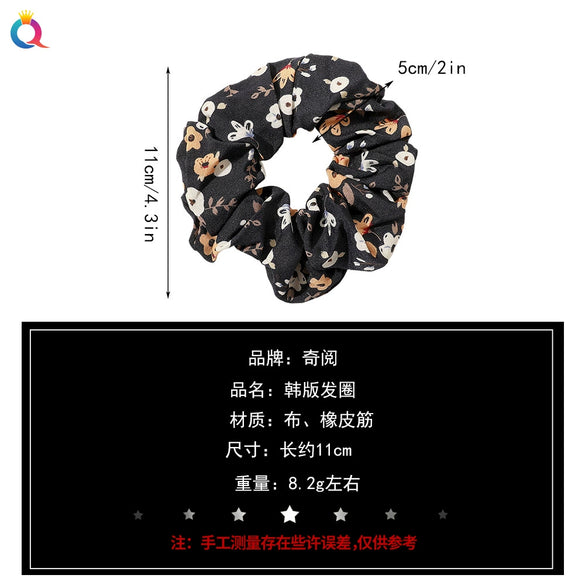 Large Floral Fabric Scrunchie Hair Tie For Women Handmade Ponytail Hair Accessory