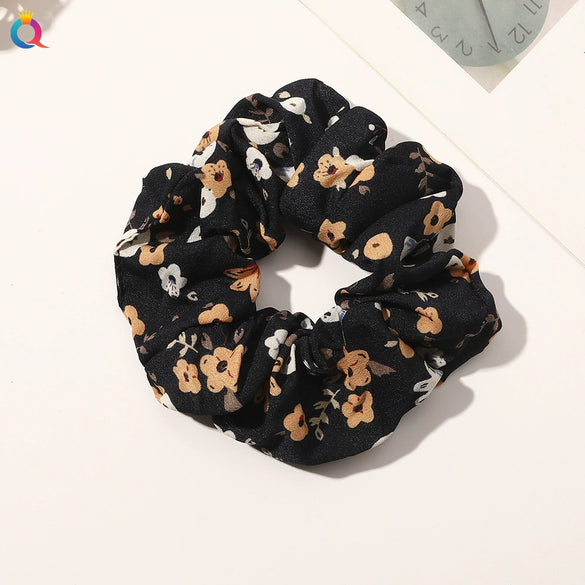 Large Floral Fabric Scrunchie Hair Tie For Women Handmade Ponytail Hair Accessory