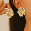 Large Flower Stud Earrings For Women Retro Exaggerated Sequin Design Electroplated Iron Statement Jewelry