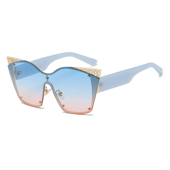 Large Frame Cat Eye Sunglasses For Women And Men Trendy One Piece Street Style