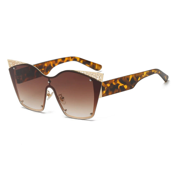 Large Frame Cat Eye Sunglasses For Women And Men Trendy One Piece Street Style