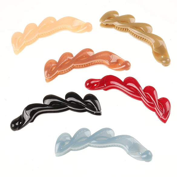 Large Hollow Twisted Resin Claw Hair Clip For Women Long Ponytail Grip With Glossy Painted Finish