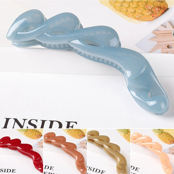 Large Hollow Twisted Resin Claw Hair Clip For Women Long Ponytail Grip With Glossy Painted Finish