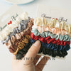 Large Silk Satin Fabric Hair Ties Handmade Vintage Style Basic Hair Rope Set For Women