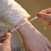 Laurel Leaf Freshwater Pearl Copper Bracelet For Women Nearly Round Shape