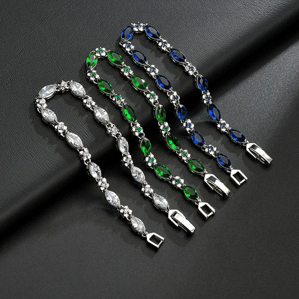 Leaf Bracelet Aaa Crystal Zircon Set Bracelet Fashion Jewelry Simple Quality Allmatch Bracelet
