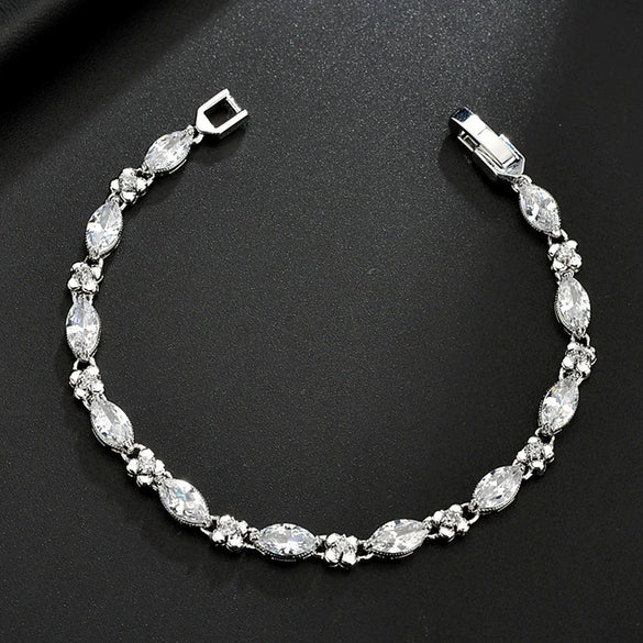 Leaf Bracelet Aaa Crystal Zircon Set Bracelet Fashion Jewelry Simple Quality Allmatch Bracelet