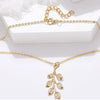 Leaf Pendant Long Necklace For Women Alloy Pendant With Electroplating Water Wave Chain Creative Retro Simple Design